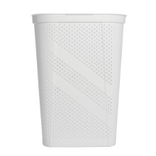 Cesto de roupa suja retangular de 61 cm com tampa articulada, plástico branco, tamanho adulto.