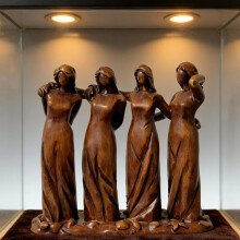 Escultura Três Irmãs – Estatueta de resina com imitação de madeira esculpida, presente ideal para irmãs, presente de aniversário para melhor