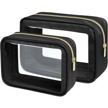 TSA Approved Toiletry Bag - 2 Pack Upgrade Color-Edged Clear Makeup Bag, Clear Toiletry Bag For Traveling Fits Various Storage Needs, Black (2 Sizes)