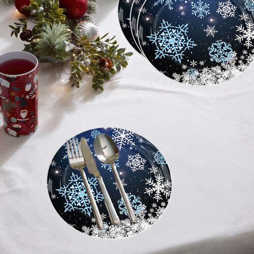 A 10 Pack Christmas Dinner Plates Black Snowflake Design Party Tableware 1