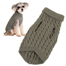 Suéter para cães e gatos de porte médio, com estampa de coração tricotado, roupa quente e macia para as festas de fim de ano, cinza escuro