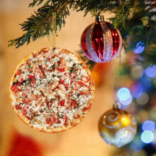 Decorazioni natalizie a forma di pizza in acrilico per albero di Natale – Decorazioni natalizie rotonde a tema cibo, compatibili con l'albero di