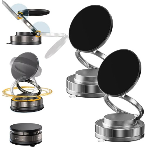 Suporte magnético para celular com ajuste de 360 e ventosa retrátil, modelo 2025, compatível com iPhone e Android. Compatível com iPhone e