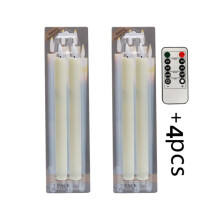 4 candele a cono LED senza fiamma con telecomando e timer – tremolio realistico, alimentate a batteria (batterie non incluse), bianco/beige, per