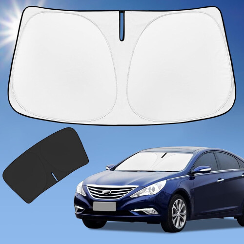 Compatible with Toyota Highlander 2014–2019, 4-Layer Foldable Windshield Sun Shade, UV-Blocking, Custom-Fit Car Accessory