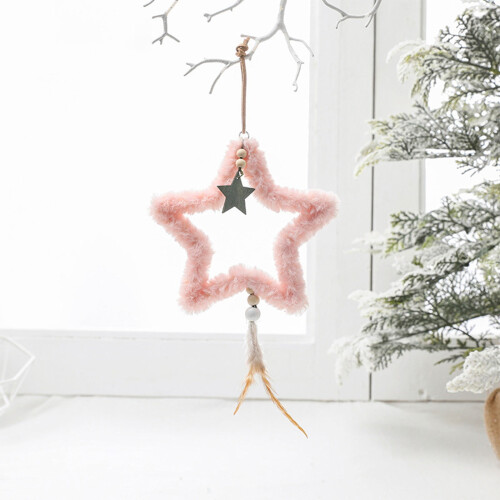 Plush Star Christmas Ornament Pink 9.3 in
