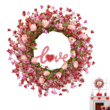 Corona de San Valentín 2026 – Decoración rústica vintage de granja de 56 cm para puerta principal, ventana, repisa, pared, interior/exterior –