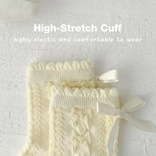 Mid-Calf Socks Lightweight Breathable Thin Style Mesh Ruffle Socks 3 Pairs 2