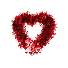 Corona de San Valentín de 13" en forma de corazón: guirnalda roja con la letra "Love", decoración de corazón metálico brillante para