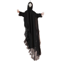 63" Halloween Grim Reaper with Posable Arm, Voice-Activated Ghosts, Glowing Face & Creepy Sounds – Compatible with Haunted House, Porch, Lawn