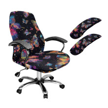 Butterfly Print Office Chair Cover with Armrest Covers, Easy to Clean Gaming Chair Seat Covers, Office Computer Chairs Protector with Elastic Band