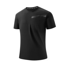 Men's Quick-Dry Short Sleeve T-Shirts Pack, Breathable Workout Tees with Chest Pocket, Lightweight Casual Shirts for Gym & Daily Wear,Black,Size XL