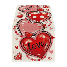 Bieżnik na stół Love Hearts z okazji Walentynek, 13 x 72 cale, dekoracja do kuchni/jadalni – kompatybilny z akcesoriami na imprezę walentynkową