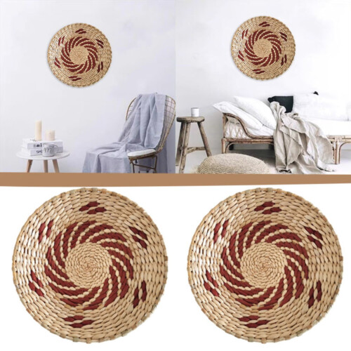 Καλάθι Τοίχου Boho – Χειροποίητο Διακοσμητικό Τοίχου από Ρατάν με Υφαντή Ταπισερί 1