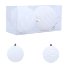 White Christmas Flocked Balls 10Cm Large Size For Holiday Decorations Set Of 2 Flock Material