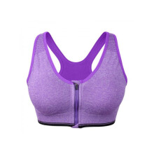 Sutiã esportivo feminino com fecho frontal em zíper, ultrafino, tamanho grande, com bojo completo, sem costura e sem aro, ideal para exercícios,