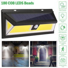 Solas Cosáin Gluaiseachta Gréine Lasmuigh faoi stiúir 900Lumen, Lampa Balla Gréine 180LED Uiscedhíonach