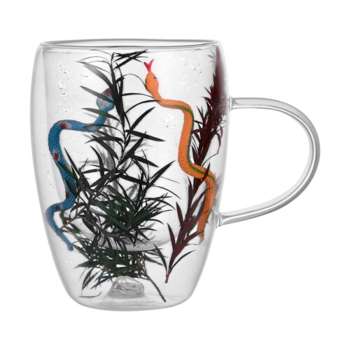 Double-Walled Espresso Cups with Dried Flowers, 2-Pack