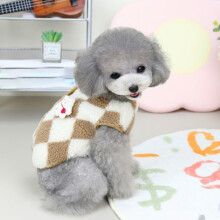 Winterfleecejas voor kleine honden, warme puppykleding, pluizige trui, geruit, zacht vest voor koud weer, kleding voor huisdieren (honden en katten).