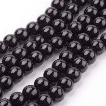 Black Glass Pearl Round Beads 8mm 1mm Hole 105pcs