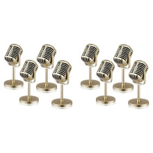 Conjunto de 8 peças de adereços de microfone retrô, modelo de microfone vintage, microfone antigo de brinquedo, decoração de palco e mesa,