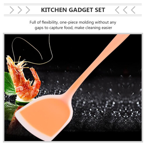 1Set One Piece Silicone Baking Scraper Slotted Spoon Set for Easy Cleaning 2