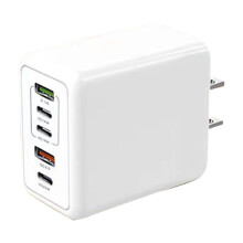 White 120W USB-C Charger Adapter, 5-Port Fast Charging for Phone/Tablet/Laptop, 100–240V, CE Certified, Compact Design