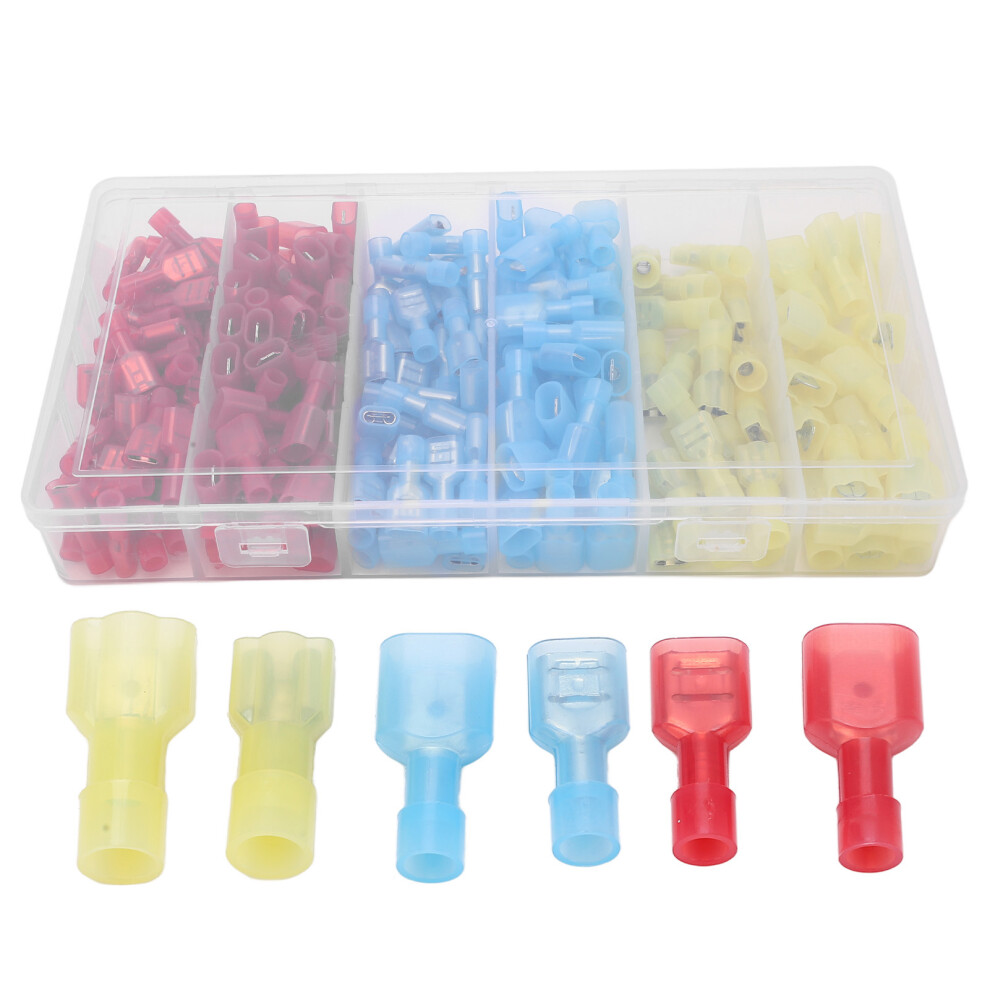 Adjustable Gauge Sizes Male And Female Spade Connectors Fully Insulated Wire Crimp Terminal Corrosion Resistance Nylon Quick Connectors Automotive 9357860170253