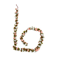 Guirlanda de rosas artificiais brancas de 2,4 metros – Flores artificiais suspensas para arco de casamento, festa no jardim, painel de fundo,