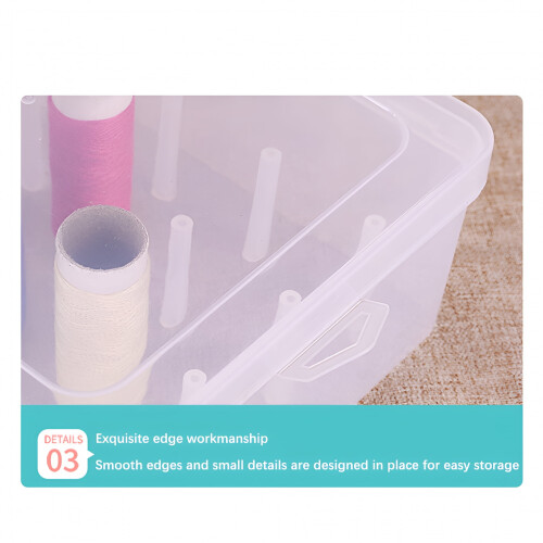 Sewing Thread Box 42 Spools Large Capacity Storage Embroidery Cross-stitch Double Lock Organizing Container Accessories Pink 2