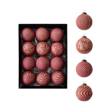 Vintage Christmas Ornament Set, 12pcs 3.15" Retro Baubles, Red & White, for Tree & Home Decor – Compatible with Holiday Themes