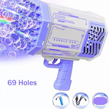 Bubble Machines for Kids, 69 Holes Bubble Blower Toys with Lights for Age 3+ Birthday Gifts-Violet