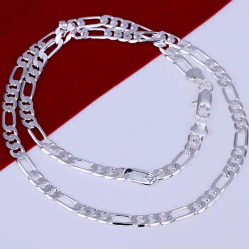 Colar masculino Cool925 em prata de lei, modelo Flat3-1, com corrente de 6 mm, de 18 a 24 polegadas (45 a 60 cm). 1