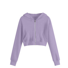 Girls Long Sleeve Zip Up Hoodies Cropped Jacket Lightweight Oversized Solid Color Hooded Sweatshirt Sweater with Pocket Kids Winter Fall Coat