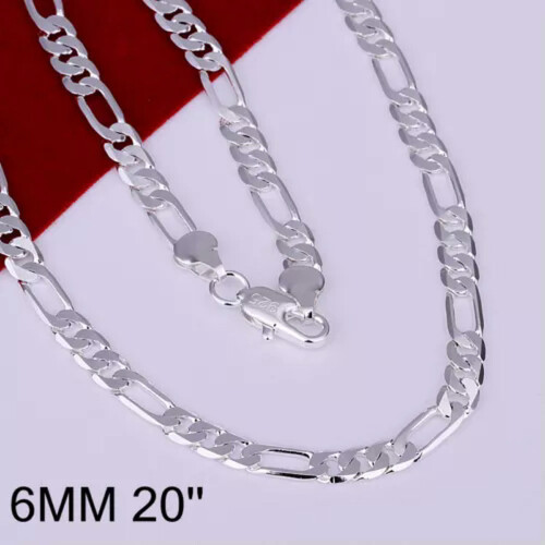 Colar masculino Cool925 em prata de lei, modelo Flat3-1, com corrente de 6 mm, de 18 a 24 polegadas (45 a 60 cm). 2