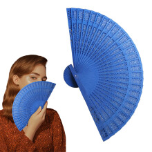 Event & Party Supplies,Colorful Floral Wooden Hand Fan Candy Colored Folding Fan With Intricate Carved Patterns Vintage Summer Accessory