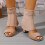 Beige women's open-toe sandals flock platform 1 pair 2