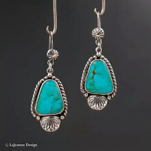 Women's Retro 925 Silver Turquoise Dangle Earrings