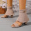 Beige women's open-toe sandals flock platform 1 pair 6