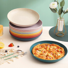 Assiettes rondes incassables en paille de blé – Réutilisables, compatibles lave-vaisselle, faciles à nettoyer – Conviennent à une utilisation