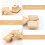 Wooden Cabinet Knobs Gold Square Handles 12 pcs 8