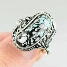 925 Silver Plated Turquoise Ring for Women Wedding Party Jewelry Rings SZ 6-13-Turquoise#18-7
