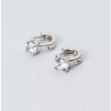 925 Sterling Silver Solitaire CZ Tragus Ear Cartilage Helix Hoop Earrings A1095-White