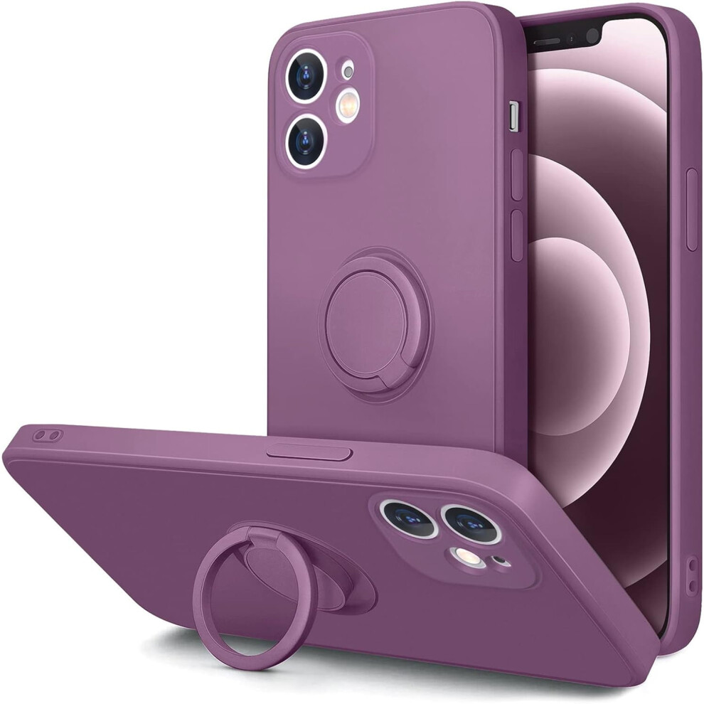 Iphone 12 Case With 360 Rotatable Ring Holder & Magnetic Kickstand, Soft Microfiber Lining, Shockproof Rubber Cover Â Lilac Purple 9557311461309