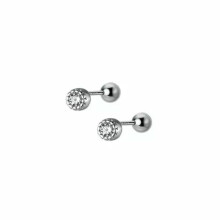 925 Sterling Silver Tiny Round CZ Tragus Helix Screw Back Stud Earrings A4075-Silver