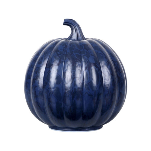 Glass Pumpkin Lantern LED Halloween Decor Blue