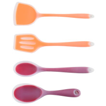 1Set One Piece Silicone Baking Scraper Slotted Spoon Set for Easy Cleaning