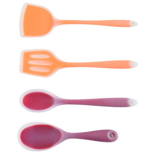 1Set One Piece Silicone Baking Scraper Slotted Spoon Set for Easy Cleaning