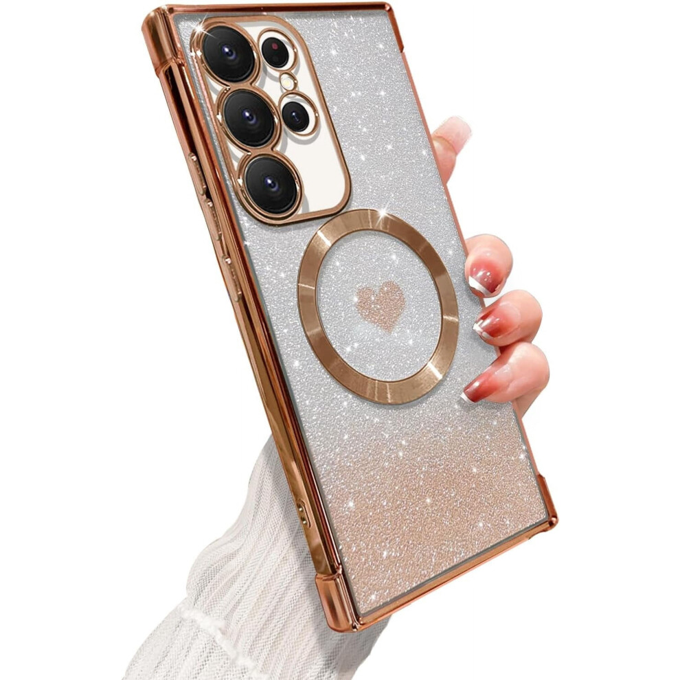 Magnetic Galaxy S22 Ultra Case Compatible With Magsafe Â Soft Luxury Bling Gradient Glitter Heart Cover, Shockproof Clear Protective Case 6.8Â, 9557311460340
