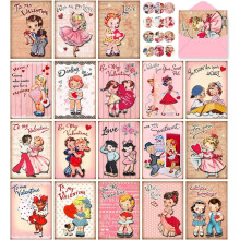 Vintage Valentine Cards 6x4 inch 36 pcs 18 designs blank